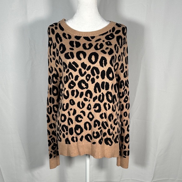 Leopard Print Tan and Black Sweater - Picture 1 of 7